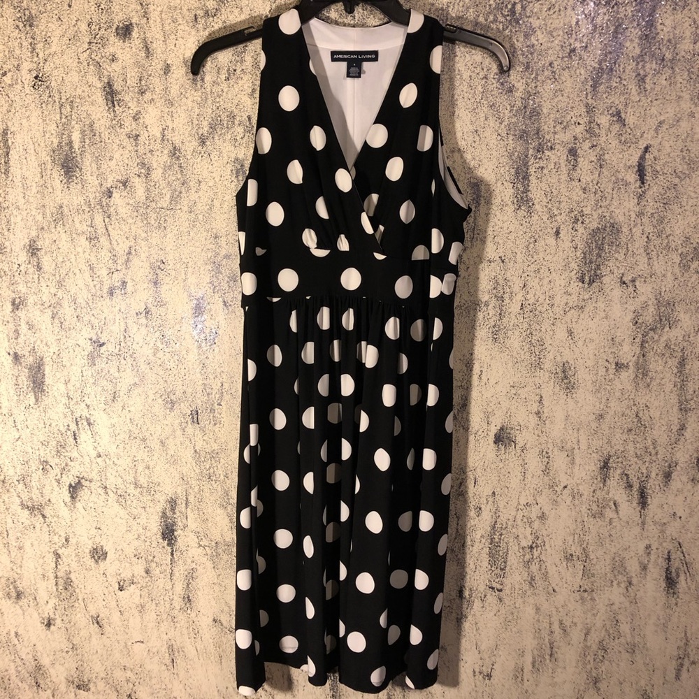AMERICAN LIVING Black Halter Polka-Dot Dress